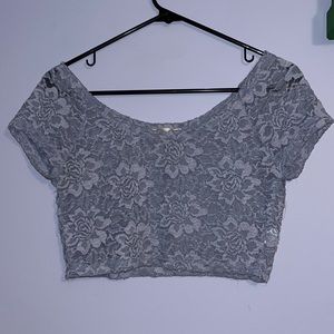 C’est Toi Lace Floral Purple Crop Top